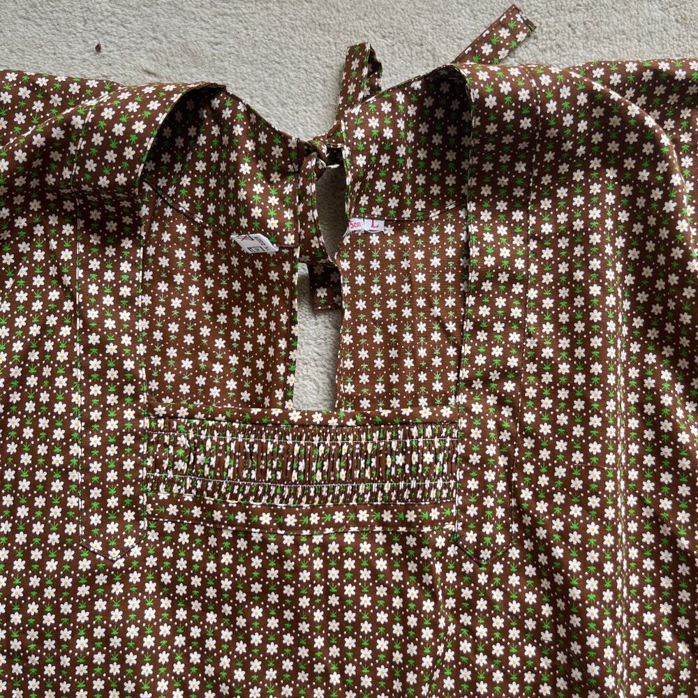 Vintage Japanese Calico Print Cotton House Dress / Apron Women's Large - Picture 11 of 15